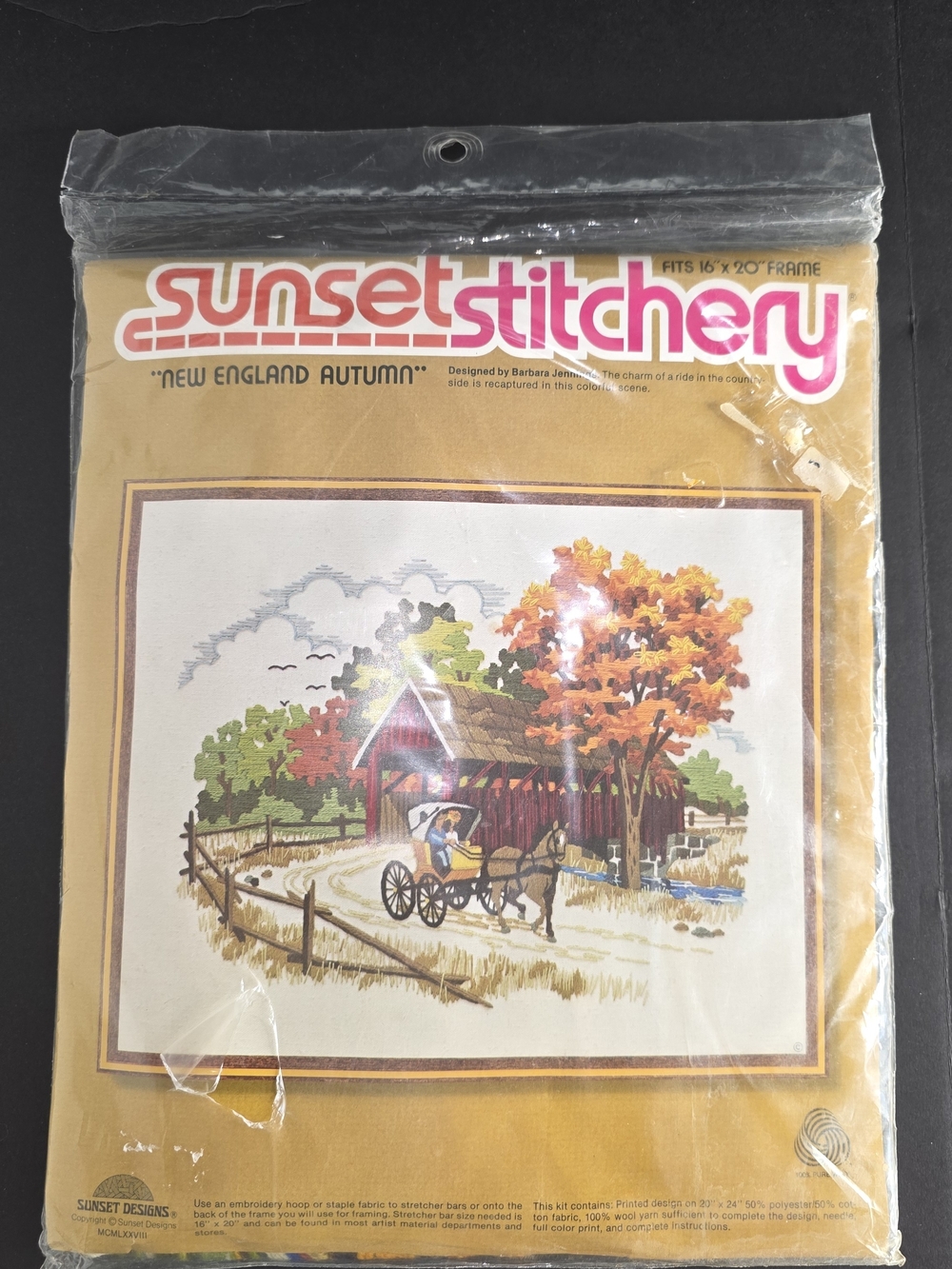 Sunset Stitchery New England Autumn Wall Art - Yellow Autumn Tones 16x20